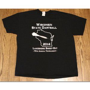 Wisconsin State Dartball Tournament Lake Shore Shoot-Out 2014 T shirt Black
